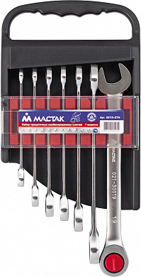 Набор комбинированных трещоточных ключей, 8-19 мм, 7 предметов МАСТАК 0213-07H