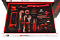 Тележка инструментальная 7-и полочная(красная) с набором инструментов 273 предмета и доп.-ой боковой секцией 970х880х460мм EVERFORCE EF-2203